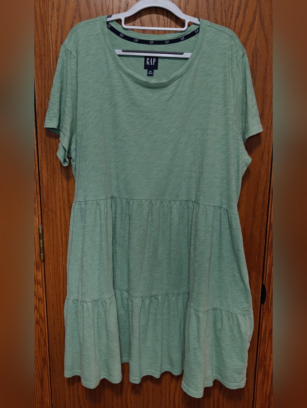 GAP Light Mint Green Short Sleeve Tiered Mini Dress, Size XXL